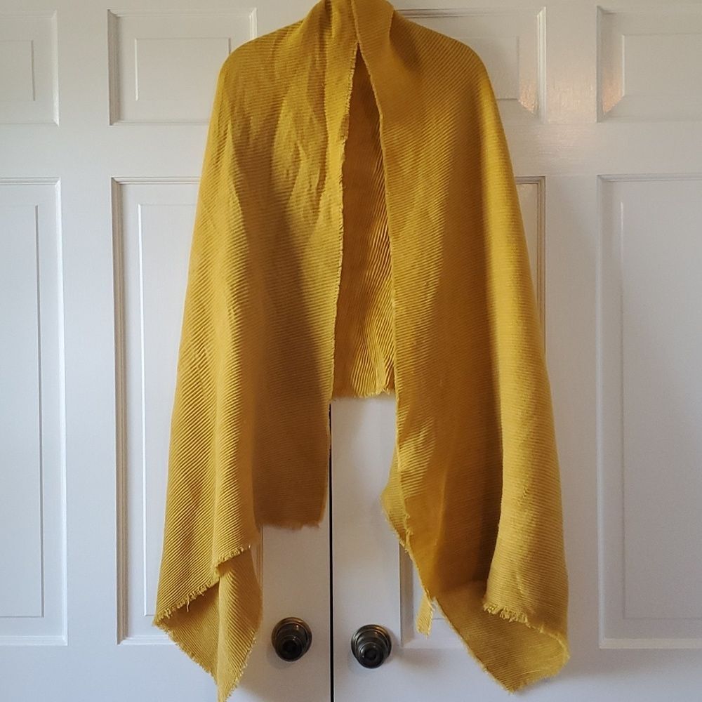 MUSTARD YELLOW GOLD WRAP SCARF FRINGE 29" by 72"
